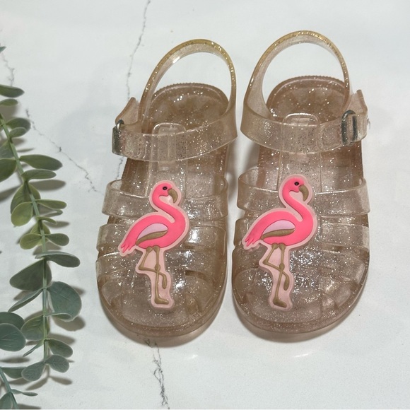 OSHKOSH Flamingo Sun Sandals for Girls Toddler Cute Sandals Size 7 Sparkly NWOT - Picture 5 of 9